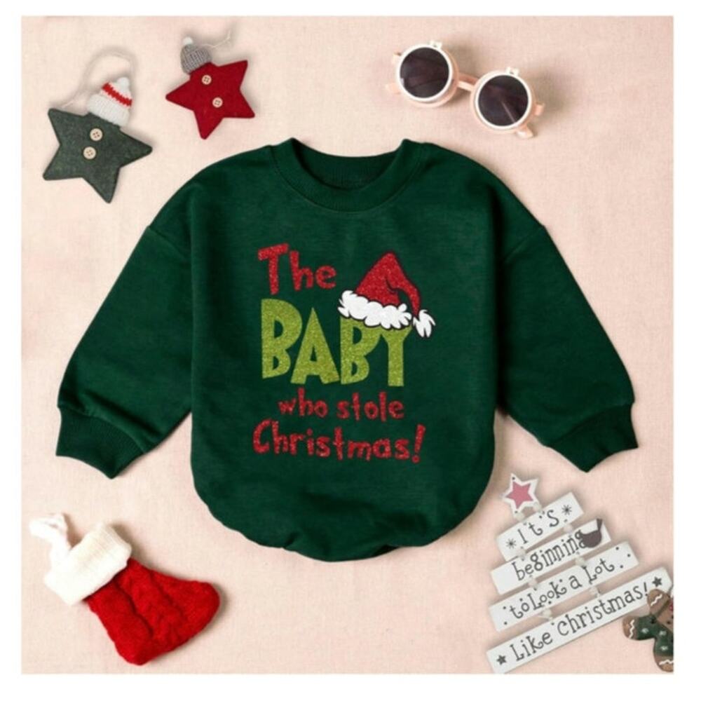 The Baby Who Stole Christmas - One Piece - Size 0-3 - Months Green -New w/o Tags